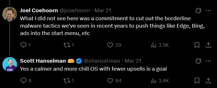 Scott-Hanselman-respons-to-a-users-comment-saying-that-goal-is-to-have-fewer-upsells-in-Windows-11.png