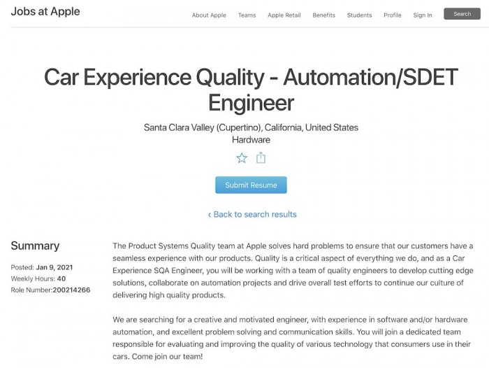 苹果汽车项目一年开放300+职位 13人高管团队曝光